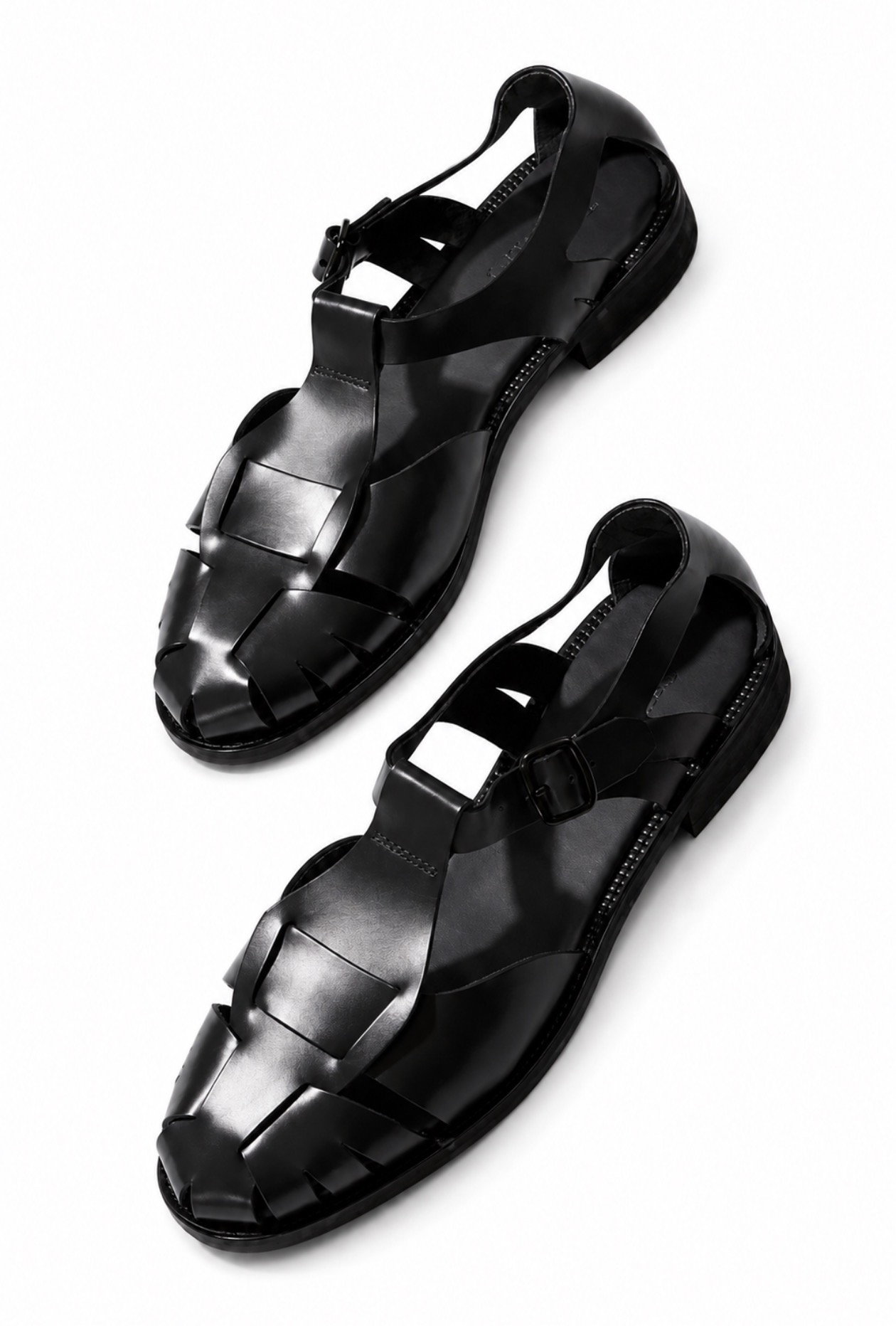 FL Custom Fisherman Sandal — Black Top View