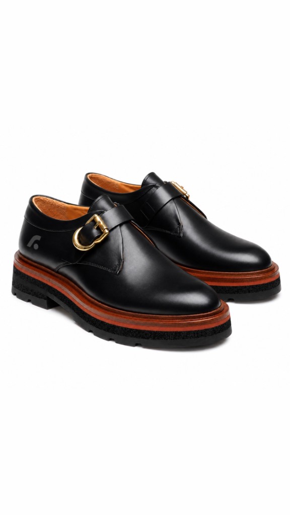 FL Buckle Monk Oxford — Midnight Black