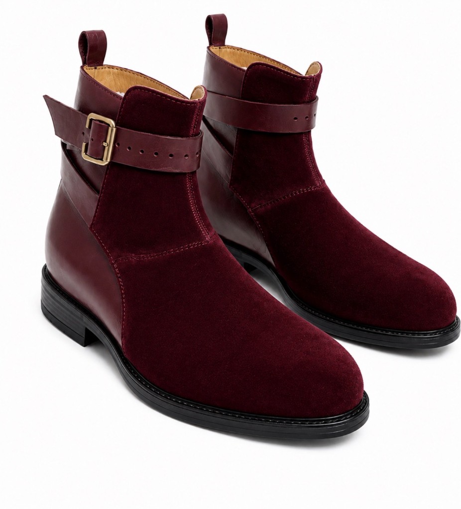 FL Burgundy Suede Buckle Boot — Limited Edition