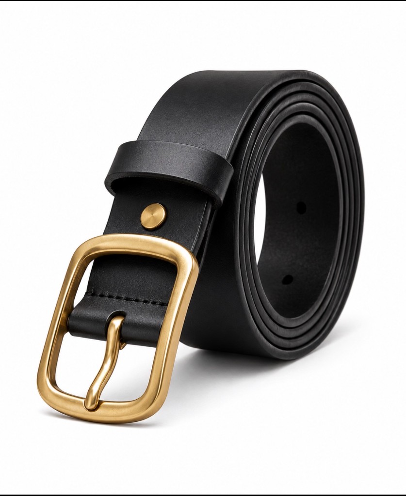 FL Classic Leather Belt — Midnight Black