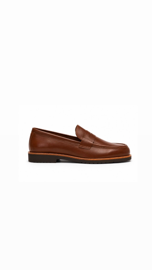 FL Leather Penny Loafer — Cognac Side Profile