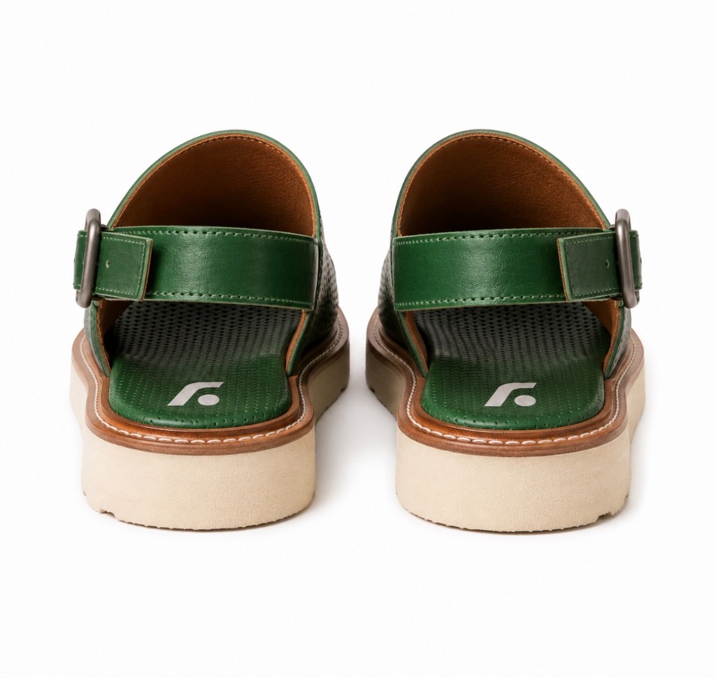 FL Perforated Slingback Sandal — Green Back View