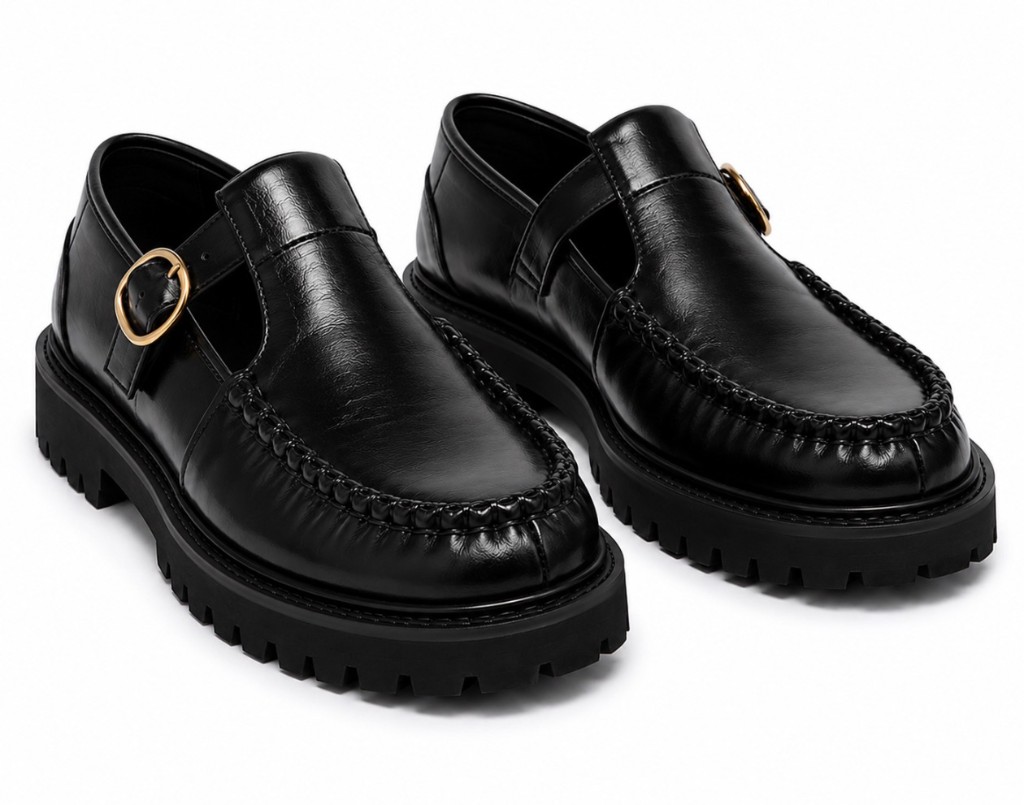 FL T-Strap Loafer — Black Angle View