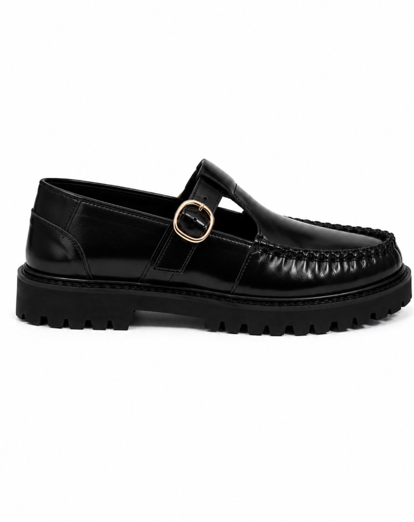 FL T-Strap Loafer — Black Side View