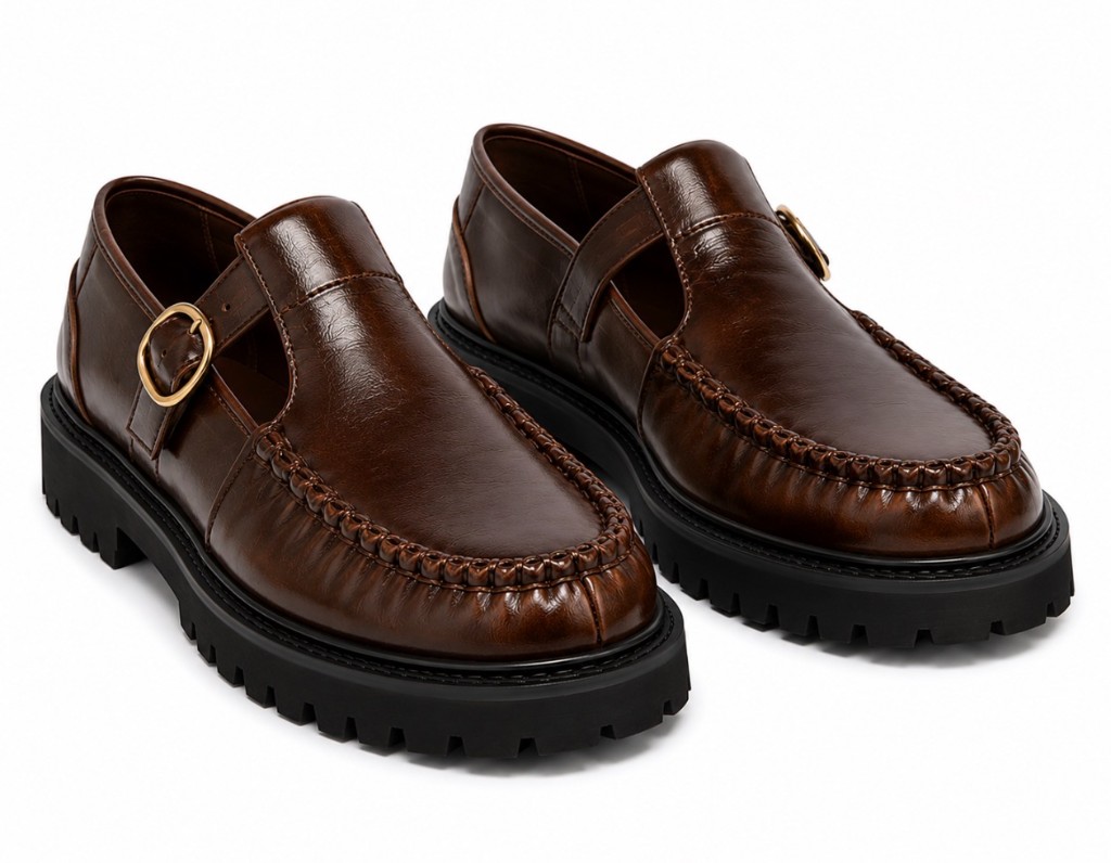FL T-Strap Loafer — Dark Brown Angle View