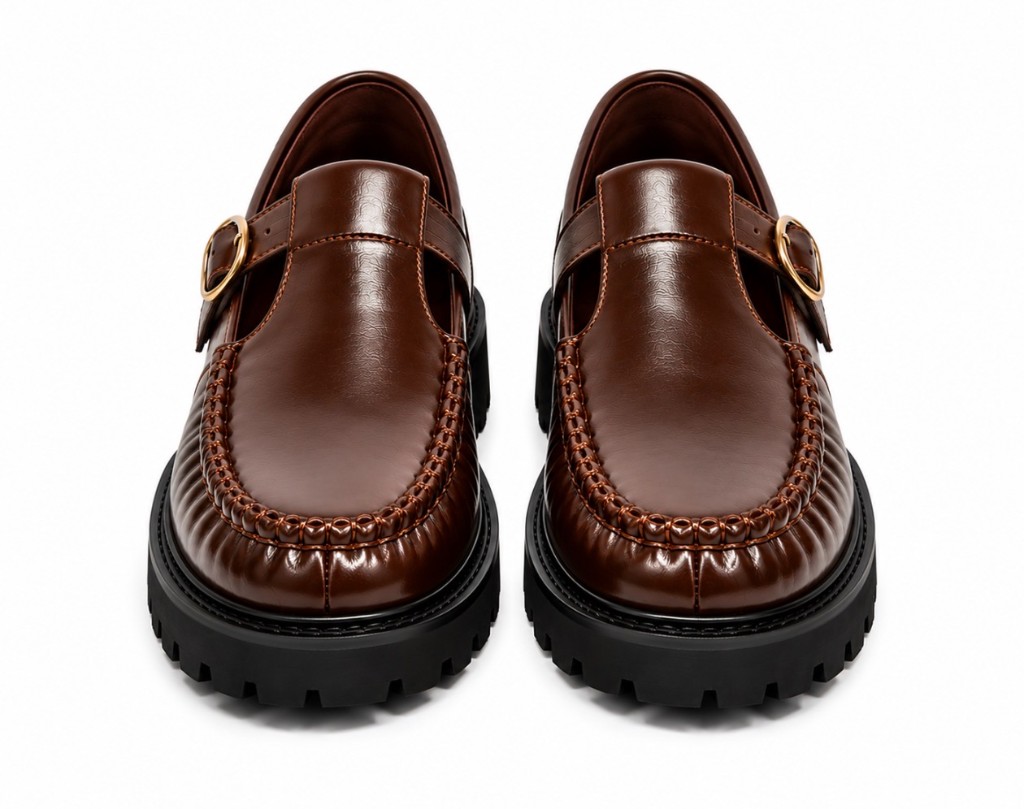 FL T-Strap Loafer — Dark Brown Front View