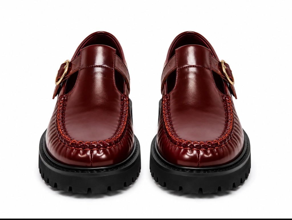 FL T-Strap Loafer — Burgundy Front View