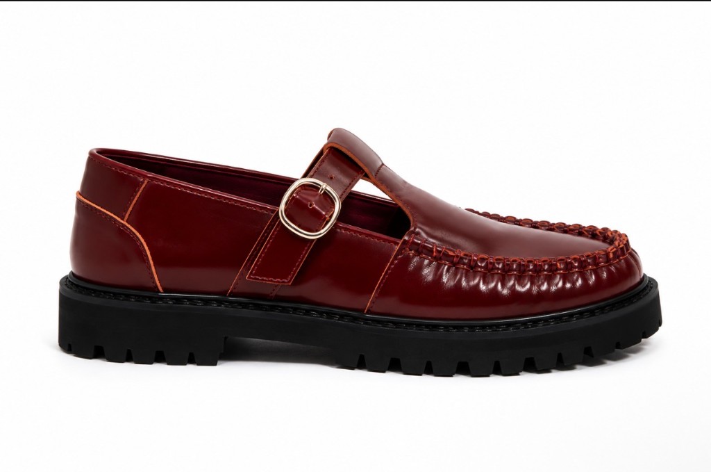 FL T-Strap Loafer — Burgundy Side View