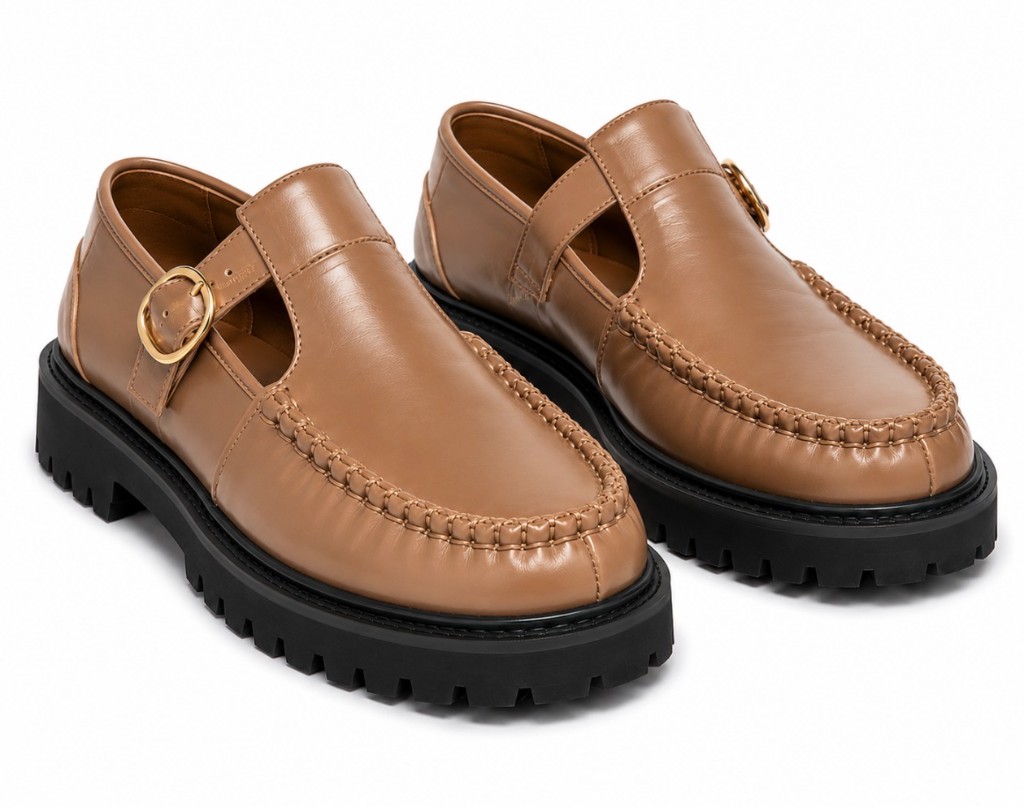 FL T-Strap Loafer — Tan Angle View