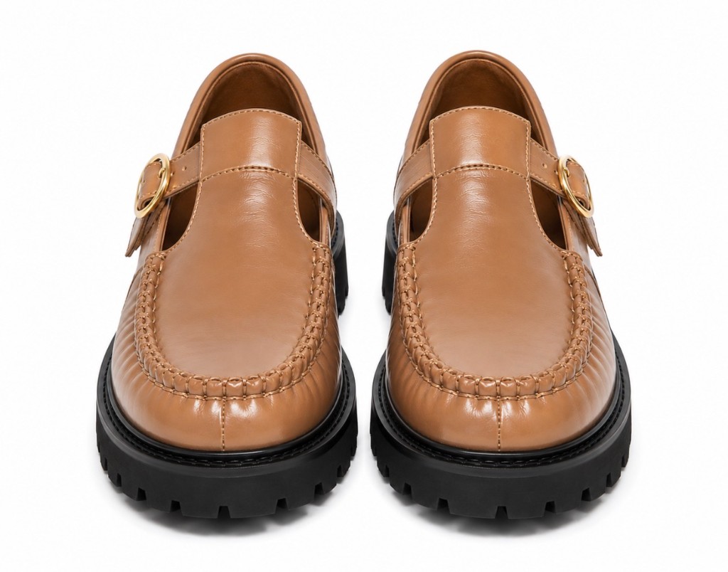 FL T-Strap Loafer — Tan Front View
