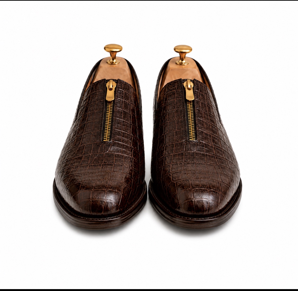 FL Croc Zip Loafer Brown — Front