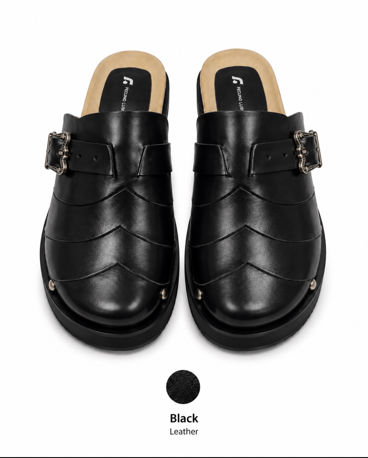 FL Woven Buckle Mule — Black