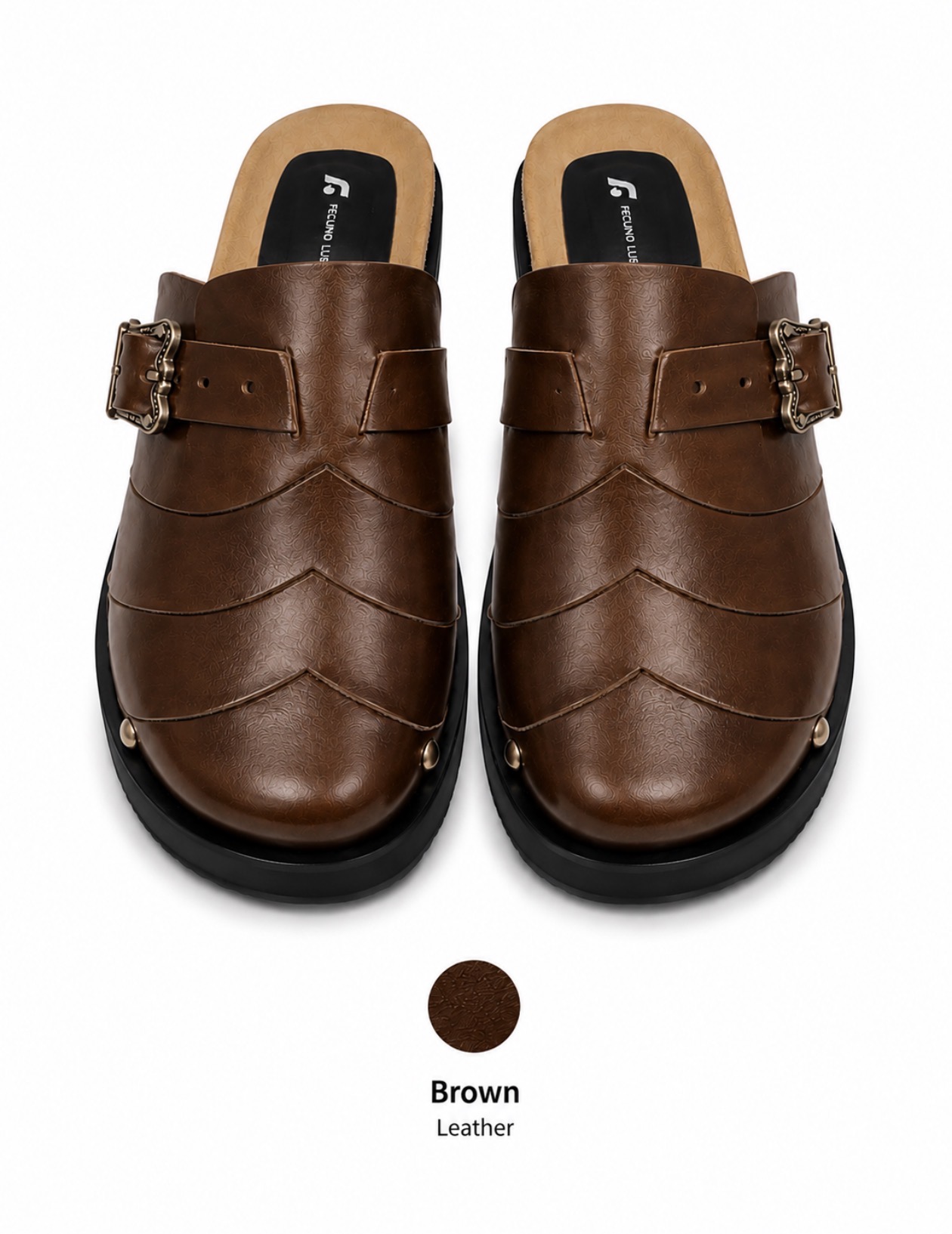 FL Woven Buckle Mule — Brown